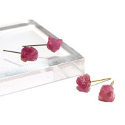 ピアス　ピンクトルマリン　原石　突き刺し型　ステンレス　日本製　10月誕生石