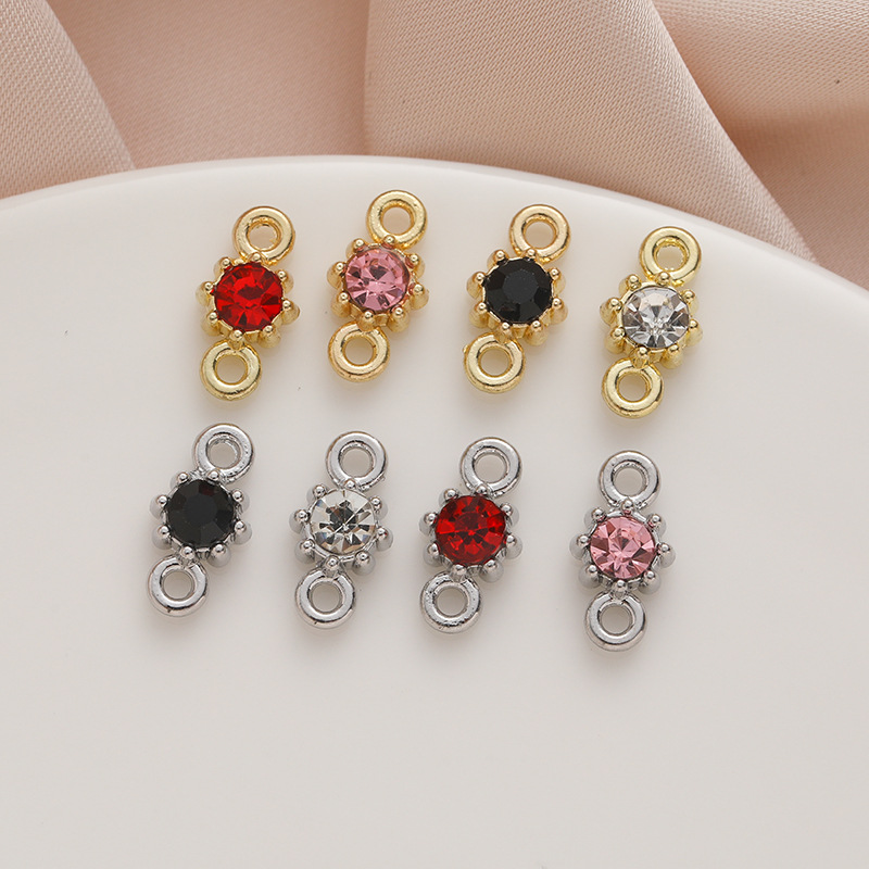 ガラスストーン チャーム クリア 台座付 ストーンコネクター アクセサリーパーツ ラインストーン チャーム