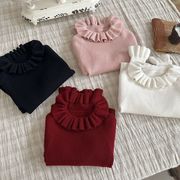 子供服　キッズニットトップス　73~100cm　フリルネック　ニットT　韓国キッズ服