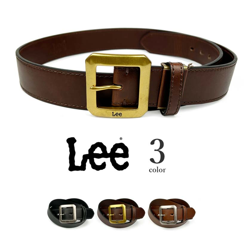全3色　Lee リー PUレザー ギャリソンバックルデザイン ベルト 幅4cm 合成皮革
