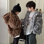 子供服　キッズジャケット　90~150cm　レオパートフェイクファー　男女兼用　韓国キッズ服