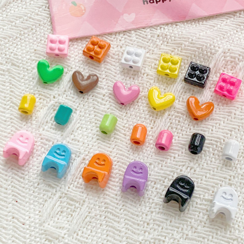 積み木 ビーズパーツ ハート 椅子 キューブ 手芸 デコレーション アクセサリーパーツ 立体 ブレスレット
