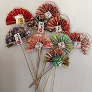 お正月グッズ新作木製プレートピック花扇 装飾
