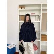 長袖トップス 切り替え 体型カバー 着痩せ シンプル