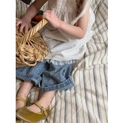 2025春夏子供服 シンプル ドット柄 ロングパンツ 韓国風子供服 ボトムス デニムパンツ ジーンズ [90~150cm]