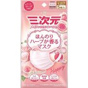 ★興和KOWA★三次元 マスク ほんのりハーブが香るマスク ローズ 5枚入