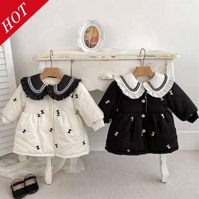 KAIW☆2024秋冬 リボン柄フリル襟コート＆ロングパンツ