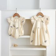 2025春夏子供服 シンプル 花柄 ワンピース&ロンパース 姉妹服 韓国風ベビー服 連体服