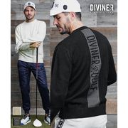 【ゴルフウェア】バックロゴ アクリル天竺編み クルーネックニット セーター／DIVINER GOLF