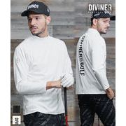 【ゴルフウェア】バックプリント 無地ストレッチ 長袖 モックネック ロンT／DIVINER GOLF