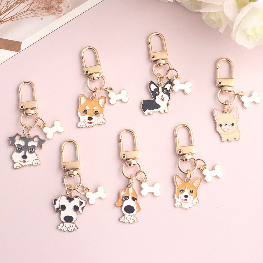 7色  かわいい 犬柄キーホルダー  シュナウザー 柴犬 コーギー キーホルダー    人気 犬関連雑貨
