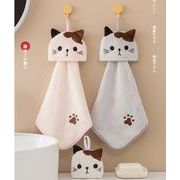 新入荷 生活雑貨 猫柄 手拭き タオル キッチンタオル 洗面室 ループ付き 吸水性 肌に優しい  4色