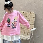 子供服　90~150cm　キッズTシャツ　熊柄ロゴT　長袖　ロングTシャツ　韓国キッズ服