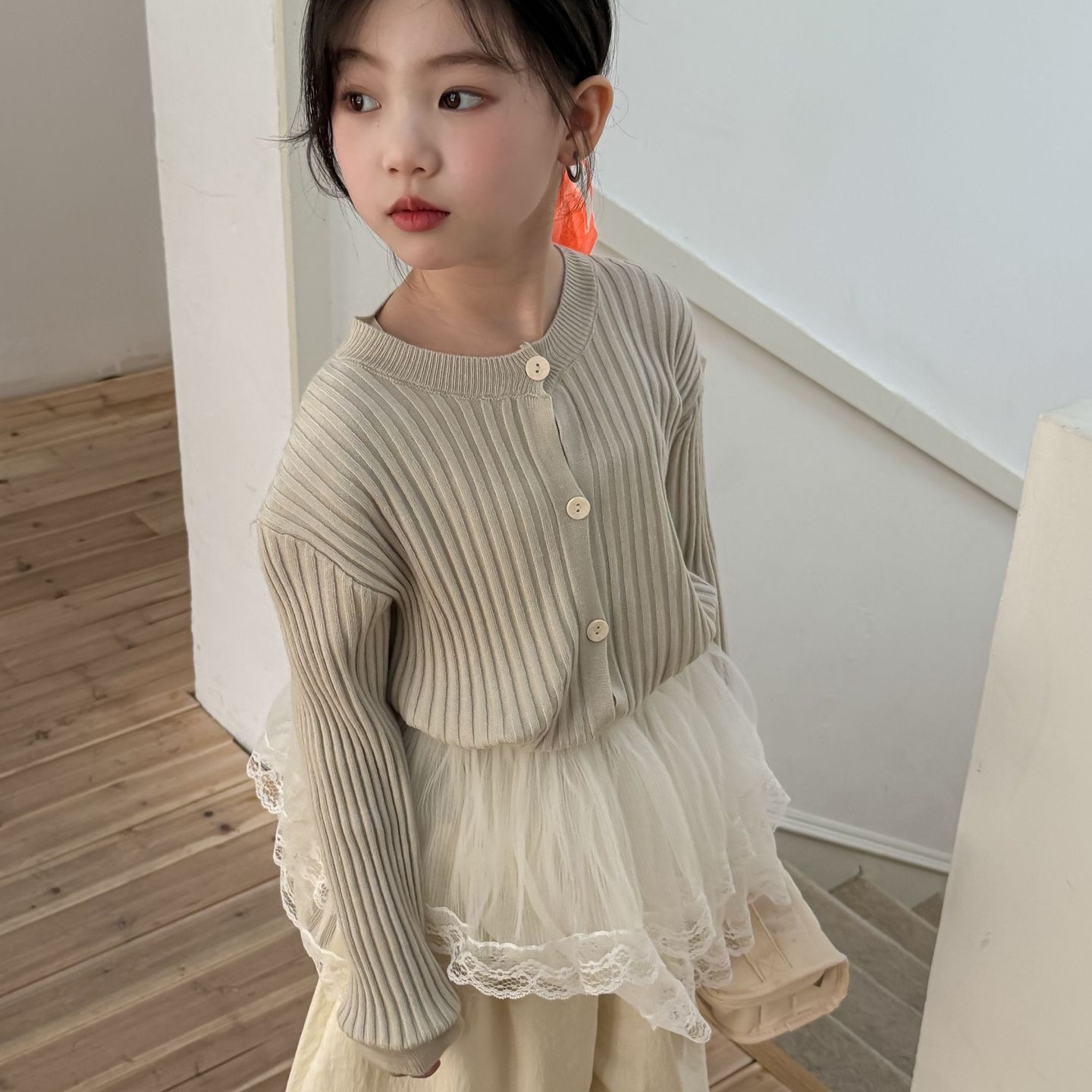 ジュニア服 100~160cm キッズカーディガン ニットトップス 長袖 韓国キッズ服