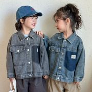QQMM☆2025春新作 姉妹兄弟コーデバイカラーポケット付きデニムアウター全2色