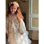 2025春夏新作 韓国風子供服  人気 長袖 トップス  小花柄 シャツ 90-140cm