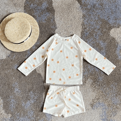 2025夏子ども用 長袖 UVカット セパレート水着 男の子用 ベビー用 INS風 海辺用 かわいい 速乾 水着