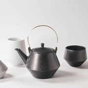 晋山窯ヤマツ Frustum ミニ土瓶 黒釉 (真鍮ツル)[美濃焼]