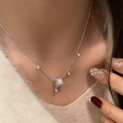 メタルジルコニアネックレス　アクセサリー　デザイン　韓国ファッション