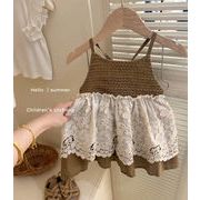 【2025新作】韓国風 子供服   レースノースリーブサンドレス 女児用 おしゃれ