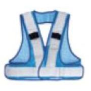 フルハーネスベストLED 反射テープ：シルバー/生地：スカイブルー FHV-EBS