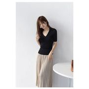 TSHEK新作 ハーフスカート 春夏兼用 通勤 着回し可 ミディ丈 プリーツスカート