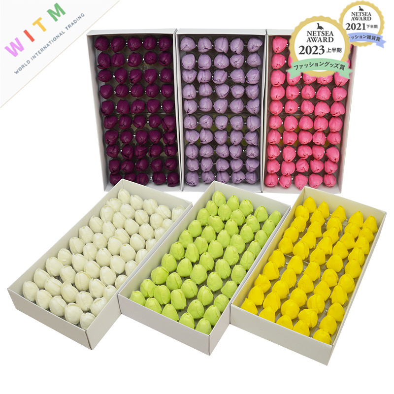 全14色 DIY チューリップ シャボンフラワー ソープフラワー 50点セット 枯れないお花 バレンタイン