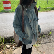 JIEY☆メンズ服 ストリート系 デザイン性 斜めボタンデニムジャケット