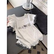 トップス カットソー Tシャツ プリント 半袖 クルーネック ラウンドネック レディース