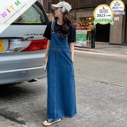 2025新作 デニム サロペット オールインワン オーバーオール マキシ丈ワンピース ロング レディース