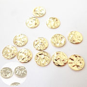 【ステンレス製】槌目風ラウンドチャーム 丸型 凹凸 ゴールド／シルバー 20個入 金属アレルギー対応