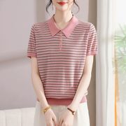 2025春夏レディース服 シンプル 高品質 気質 ポロシャツ 韓国風 Ｔシャツ トップス 3色展開[M~4XL]