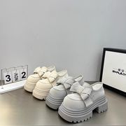 ローファー PU フェイクレザー 厚底 リボン パンプス 人工革靴 レディース