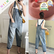 デニムサロペット サロペット オーバーオール カジュアル ポケット レディース