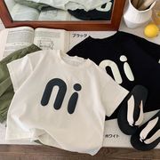 全2色[80-130cm] 女の子男の子 プリント 半袖Tシャツ 韓国風 トップス  カットソー 春夏 キッズ 子供服