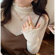 2025年春新作 インナー シースルートップス メロウフリルブラウス ハイネック トップス レディース