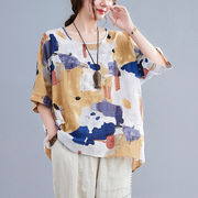 【新作】春夏トップス半袖Tシャツ綿麻