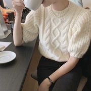 【春新作】韓国風レディース服　春秋　半袖　優しい　きれいめ　セーター　ニット