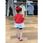 韓国子供服 ベビー服  キッズ女の子半袖トップス+ショートズボン+花レーススカート 分けて販売90cm-140cm