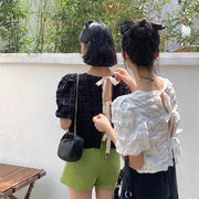 Tシャツ　レディース　INS　韓国ファッション　リボン