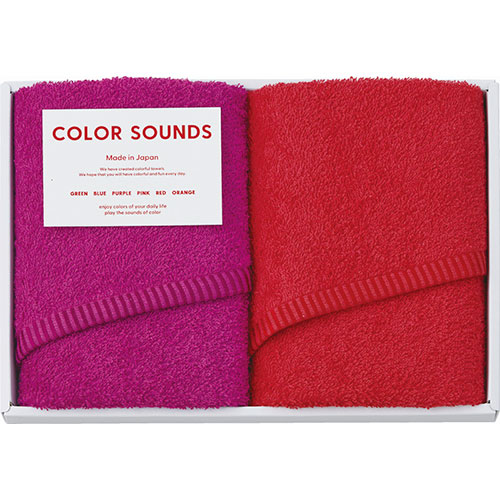 COLOR SOUNDS フェイスタオル2P レッド 29×75cm B1073605