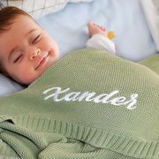 ベビー用 刺繍入りコットンブランケット ニットおくるみ マルチ毛布
