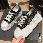 【日本倉庫即納】 ツイードスニーカー 厚底シューズ 韓国