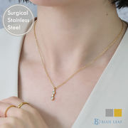 ステンレス ネックレス CZダイヤ 4粒 低アレルギー k18コーティング あずき アジャスター付き【国内即納】