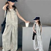 2025夏新作 韓国子供服 子供服 ベビー服  キッズ服 夏服 ベストコート+ズボン 2点セット 120~170CM