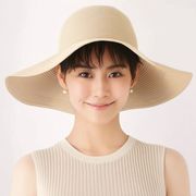 ナチュラルな風合い◎ペーパー素材　大きなリボン付キャペリンハット　ナチュラル