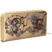 RED　CROW　風神雷神浮き押し　日本製　牛革オリジナルオイル加工　ラウンドウォレット　TK-002　金