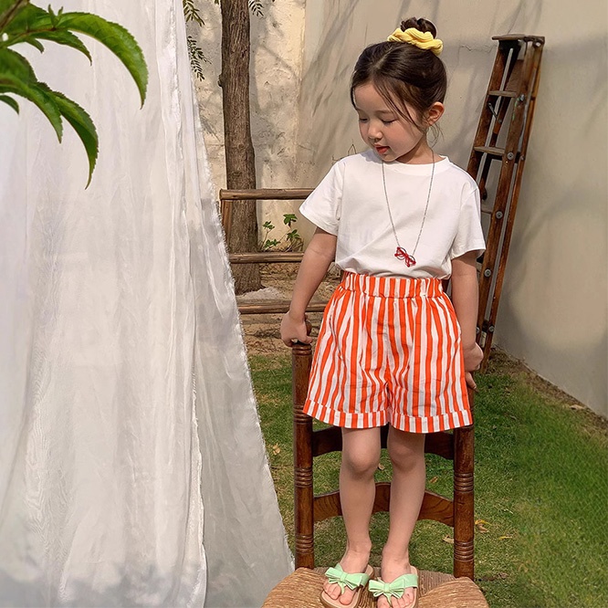 2025夏 男の子用ストライプショートパンツ 小童ブラック