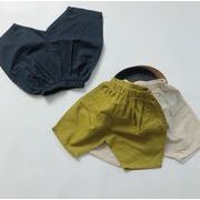 2025夏新作 INS風 子供服 男女兼用 亜麻 カジュアルな六分パンツ ショート 80-130cm 3色