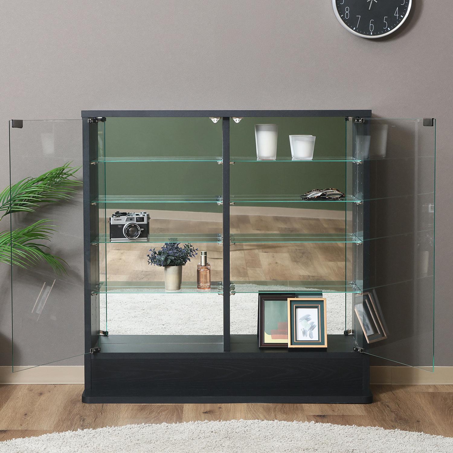 店舗什器アンティーク風mirror コレクションラック TOR ロータイプミラー付き BK | 卸売・ 問屋